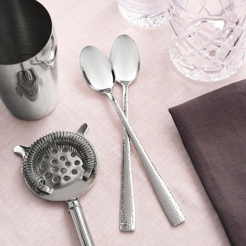 Hudson Essentials Hammered Iced Tea Spoons, 18/10 Stainless Steel Long Handle Spoons for Stirring Cocktails, Tea, Coffee, Set of 6 - Image 5